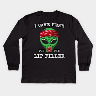 Alien with lip filler Botox Funny alien Kids Long Sleeve T-Shirt